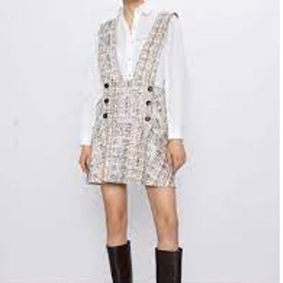 NWOT Zara Printed Pinafore Dress - Picture 2 of 5